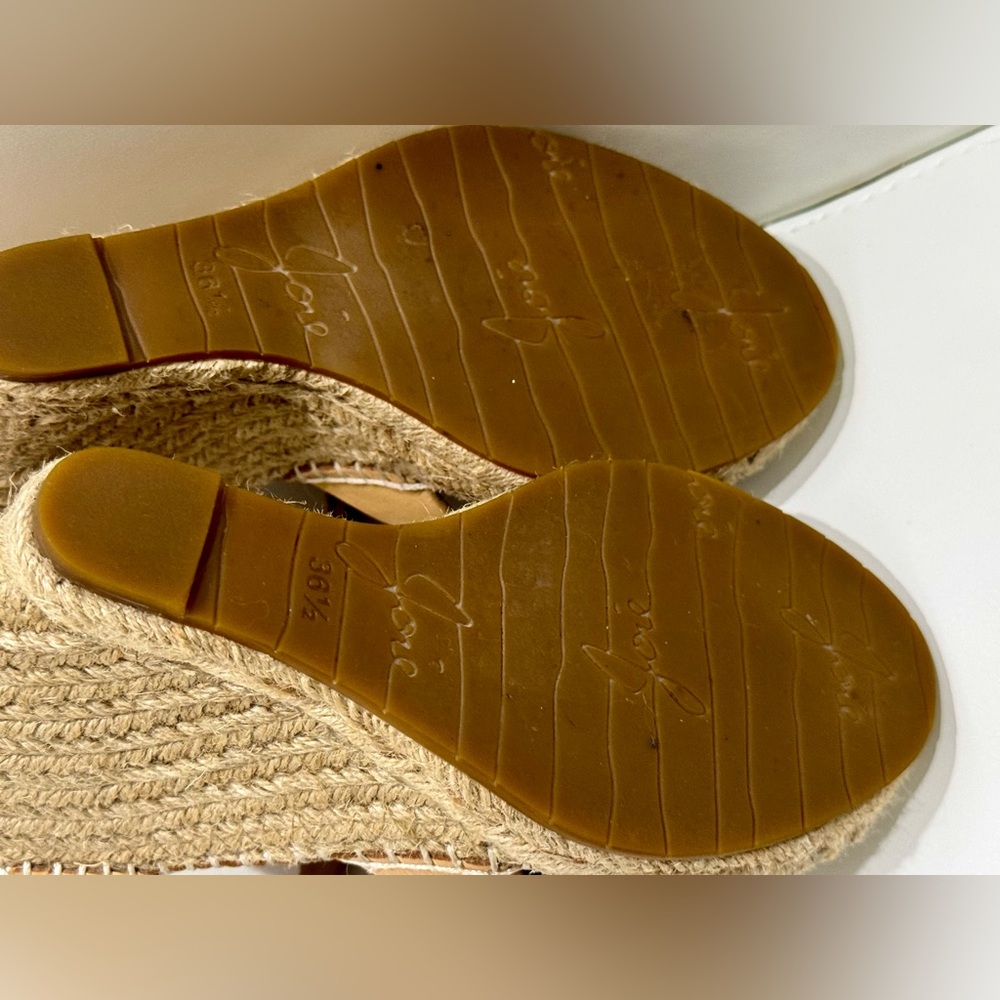 Joie Tan Leather strap and a natural woven jute platform Wedge Sandals 6.5 - Picture 6 of 6